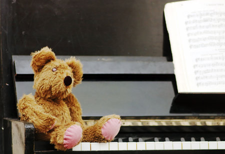 teddy bear after the piano