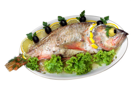 baked fish isolated