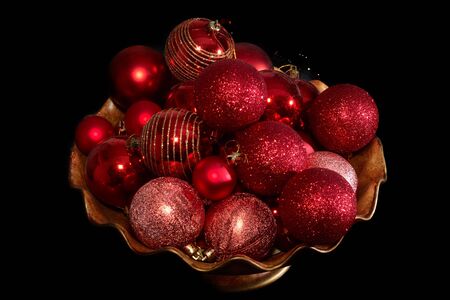 New Year and Christmas decoration isolated over black backgroundの写真素材