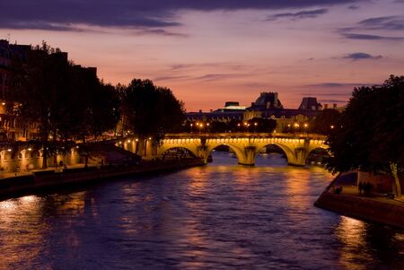 Paris view of the river Seine a sunsetの写真素材