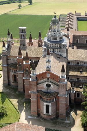 aerial photography of Certosa Paviaのeditorial素材