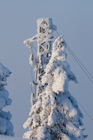 winter scene and landscape with ice and snowの写真素材