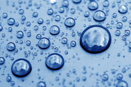 texture and background of beautiful blue water dropsの写真素材