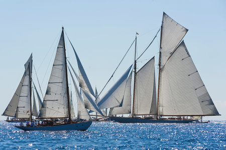 IMPERIA, ITALY - SEPT 10-14:Ancient sailing boat during a regatta at the Panerai Classic Yachts...