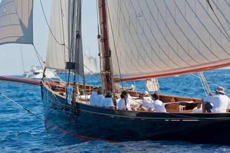 IMPERIA, ITALY - SEPT 10-14:Ancient sailing boat during a regatta at the Panerai Classic Yachts...