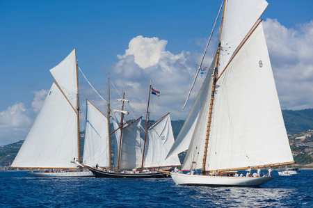 IMPERIA, ITALY - SEPT 10-14:Ancient sailing boat during a regatta at the Panerai Classic Yachts...