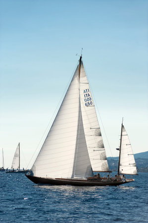IMPERIA, ITALY - SEPT 10-14:Ancient sailing boat during a regatta at the Panerai Classic Yachts...