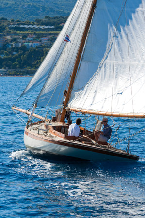 IMPERIA, ITALY - SEPT 10-14:Ancient sailing boat during a regatta at the Panerai Classic Yachts...