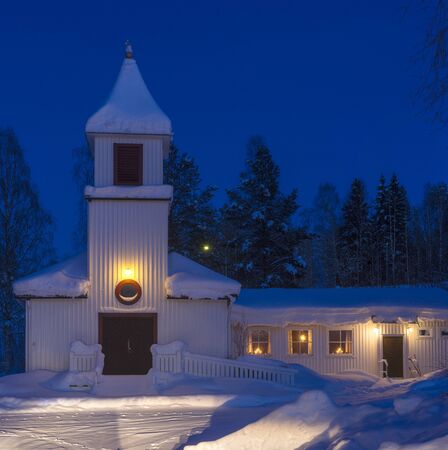 during winter in Lapland, Sweden, with snow and iceの写真素材