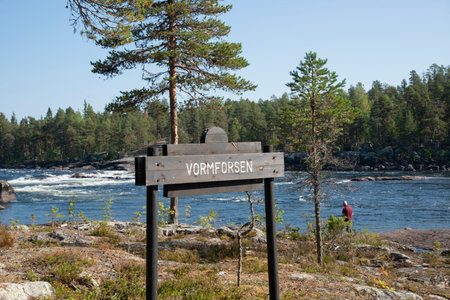 VINDELALVEN, wild river and rapids, north of Sweden, during summerの写真素材