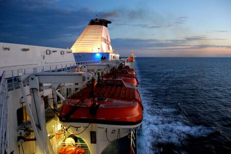 ferry and sunriseの写真素材