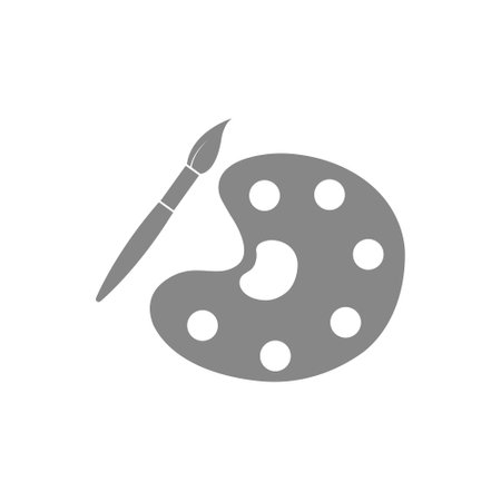 Palette and paint brush icon on white background. Vector illustration.のイラスト素材