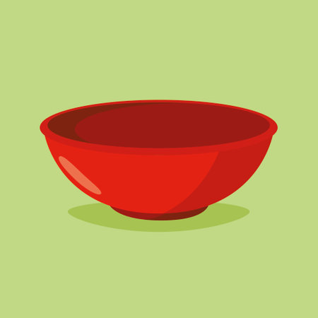 Red Bowl. Bowl on green background. bowl vector.のイラスト素材
