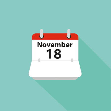 Vector Flat Calendar Icon design. Business design. November 18 date iconのイラスト素材