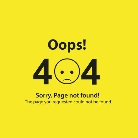 404 error page not found. Vector illustration on yellow background. Eps 10
