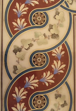 Ceramic tile with floral ornament, detail of an old ceramic tile