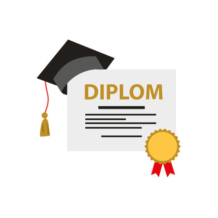 Isolated graduation cap and diploma designのイラスト素材