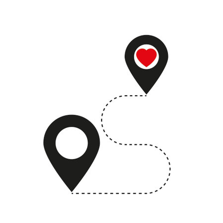Map pointer with heart icon. Location symbol. Flat design style eps 10のイラスト素材