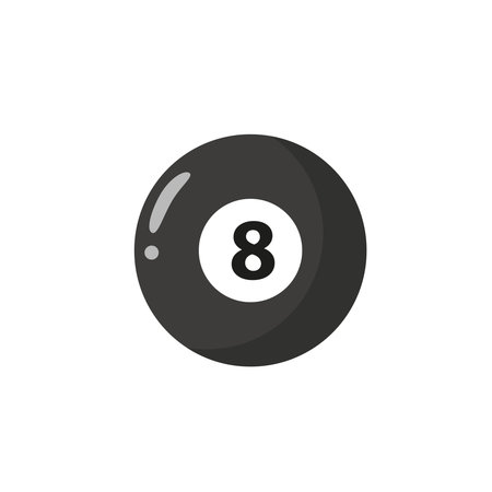 Billiard eight black ball with digit. Vector flat style icon