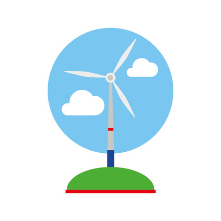 Wind turbine icon. Flat illustration of wind turbine vector icon for webのイラスト素材