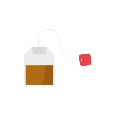 Tea bag icon in flat color style. Tea bag vector illustration on white isolated background.のイラスト素材