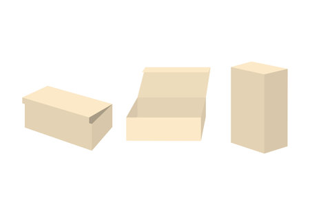 Set of cardboard boxes isolated on white background. Vector illustration in flat style.のイラスト素材