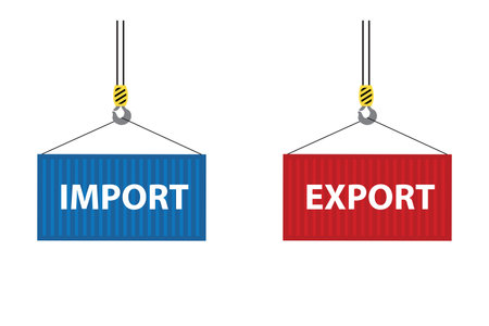 Port Crane Lifting Import Export Cargo Containers Vector Illustrationのイラスト素材