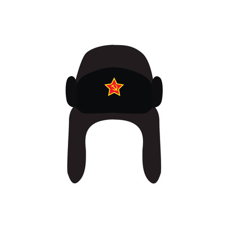 Russian ushanka hat with a star design vector flat modern isolated illustrationのイラスト素材