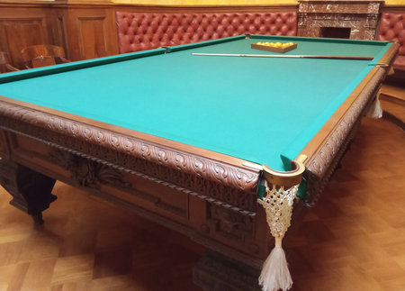 Antique Billiard Table with Ornate Carvings