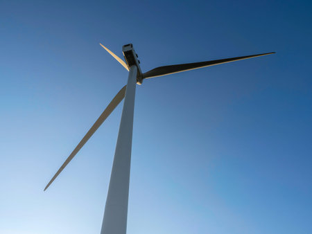 Wind turbines. A wind turbine farm photographed in Carratraca on the outskirts of Malaga, Spain....
