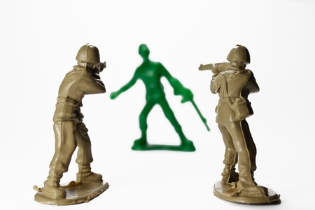 toy soldier isolated on whiteの写真素材