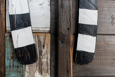 Abstract crafting background with wood. Wooden activities for childrensの写真素材