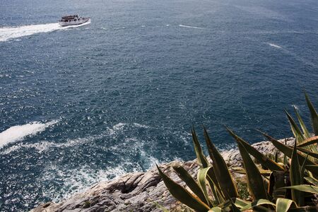 Cliff around San Pietro Church, Portovenere gulf of Poets, Cinque Terre, La Spezia, Liguria, Italyのeditorial素材