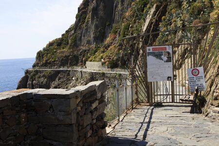 The famous love road, Riomaggiore, gulf of Poets, Cinque Terre, La Spezia, Liguria, Italyのeditorial素材