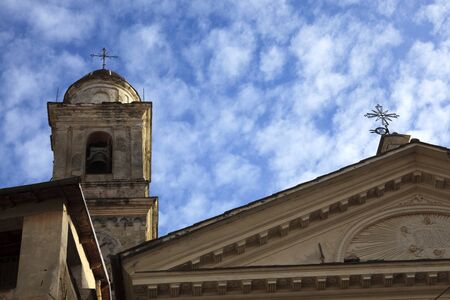 Triora (IM), Italy - February 15, 2017: A church detail in the witches village of Triora, Imperia, Liguria, Italy.のeditorial素材
