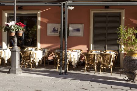 Alassio (SV), Italy - February 15, 2017: A typical bar in Alassio, Riviera dei Fiori, Savona, Liguria, Italy.のeditorial素材