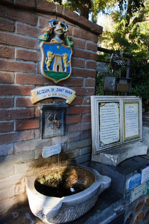 Alassio (SV), Italy - February 15, 2017: The famous "Muretto" in Alassio town, Riviera dei Fiori, Savona, Liguria, Italy.のeditorial素材