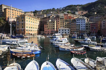 Camogli (GE), Italy - June 01, 2017: The fishing village of Camogli, Gulf of Paradise, Portofino National Park, Genova, Liguria, Italyのeditorial素材