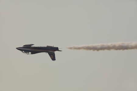 Cameri (NO), Italy - October 04, 2009: Military airbase Cameri, the Italian acrobatic team "Frecce Tricolori" during an airshow.のeditorial素材