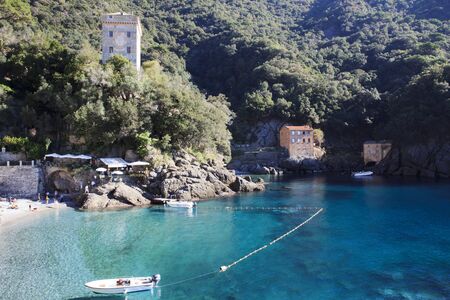 San Fruttuoso (GE), Italy - June 01, 2017: San Fruttuoso bay, Genova, Liguria, Italyのeditorial素材