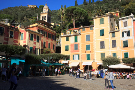 Portofino (GE), Italy - June 01, 2017: The little square in Portofino, Genova, Liguria, Italy