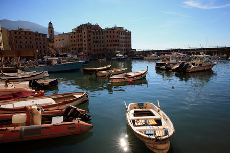 Camogli (GE), Italy - June 01, 2017: The fishing village of Camogli, Gulf of Paradise, Portofino...