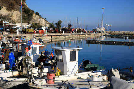 Numana (AN), Italy - January 1, 2019: Fishing boats at  Numana port, Riviera del Conero, Adriatic Sea, Numana, Ancona, Marche, Italyのeditorial素材