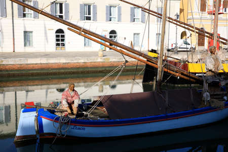 Cesenatico (FC), Italy - January 1, 2019: Harbor channel Leonardesque, Nativity of the Navy, Marineria Museum (Presepe della Marineria), Cesenatico, Forl?-Cesena, Emilia Romagna, Italy.のeditorial素材