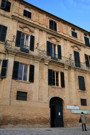 Recanati (MC), Italy - January 1, 2019: The home and birthplace of Count Giacomo Leopardi, Italian...