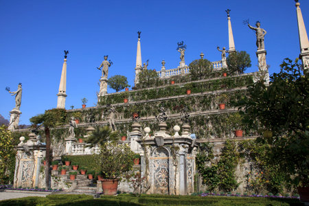Stresa ( Verbano-Cusio-Ossola ), Italy - June 15, 2017: Terraced Garden, Isola Bella, Maggiore lake, Stresa, Piedmont, Italyのeditorial素材