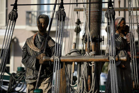 Cesenatico (FC), Italy - January 1, 2019:  Harbor channel Leonardesque, Nativity of the Navy, Marineria Museum (Presepe della Marineria), Cesenatico, ForlÃ¬-Cesena, Emilia Romagna, Italy.のeditorial素材