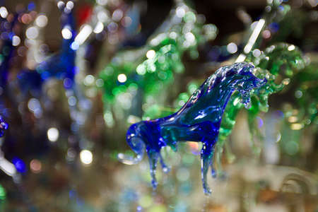 Algaida Es Pla, Majorca / Spain - August 25, 2016: A colorful horse created at handmade glass manufacturing factory Guardiola, Algaida Es Pla, Mallorca, Balearic Islands, Spain.のeditorial素材