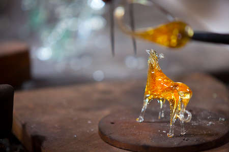 Algaida Es Pla, Majorca / Spain - August 25, 2016: A horse created at handmade glass manufacturing factory Guardiola, Algaida Es Pla, Mallorca, Balearic Islands, Spain.のeditorial素材