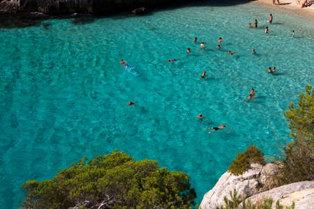 Macarelleta, Menorca / Spain - June 25, 2016: Cala Macarelleta beach and bay, Menorca, Balearic Islands, Spainのeditorial素材